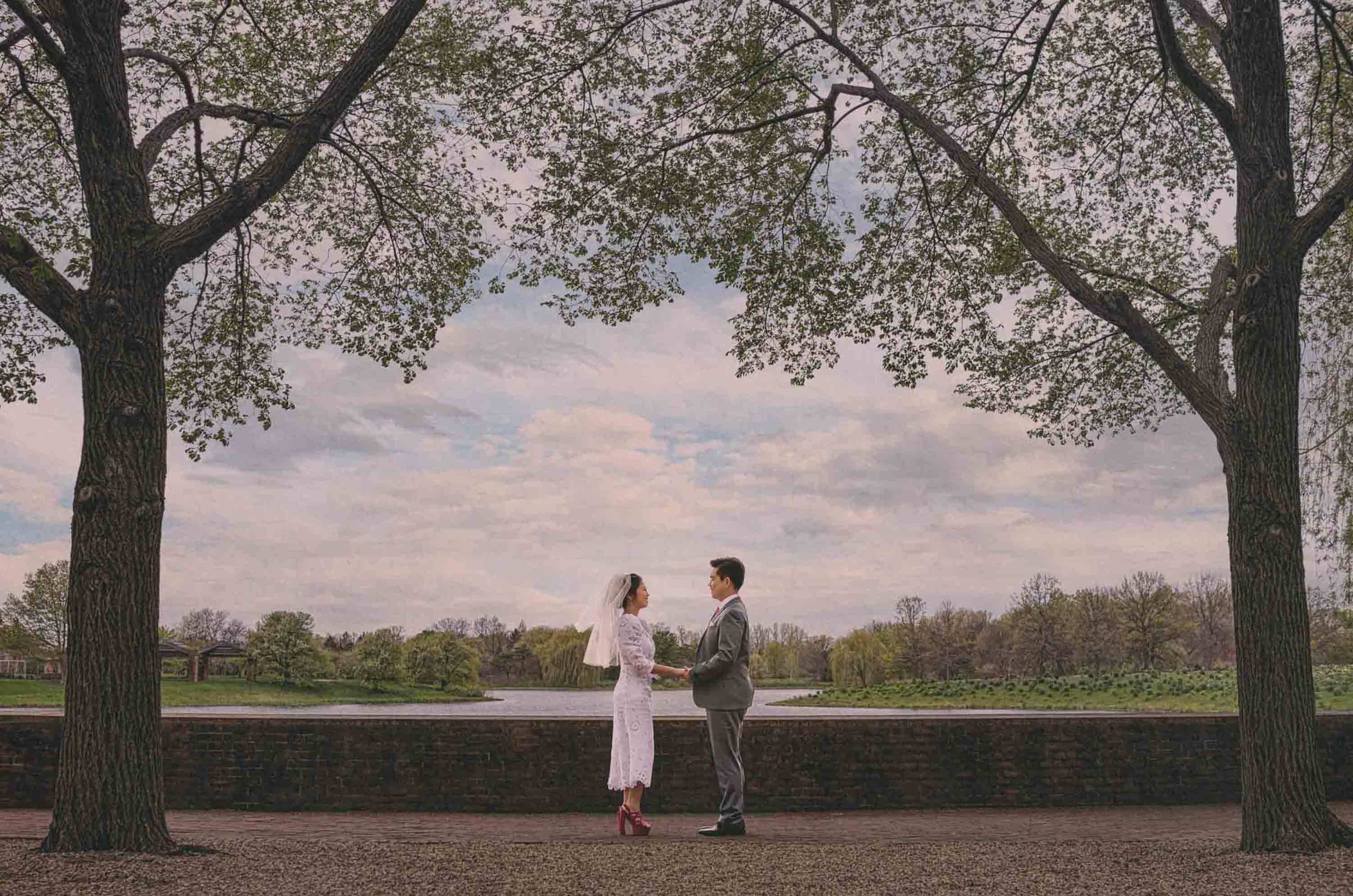 Couple photographed together outdoors