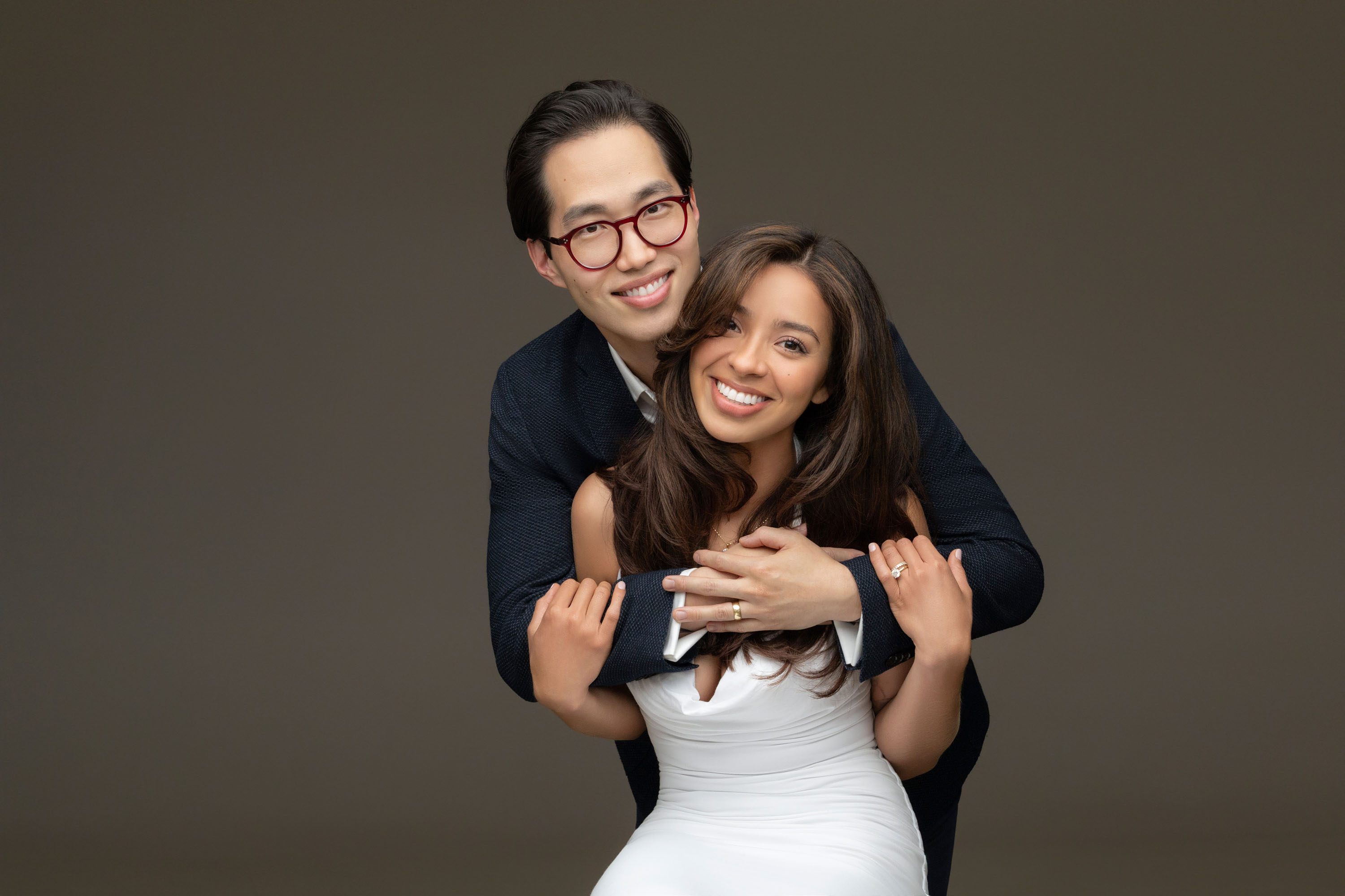 Couple photographed together in the studio
